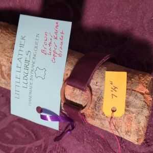 NEW! Handmade Genuine Leather Copper Karma Circle Bracelet Brown